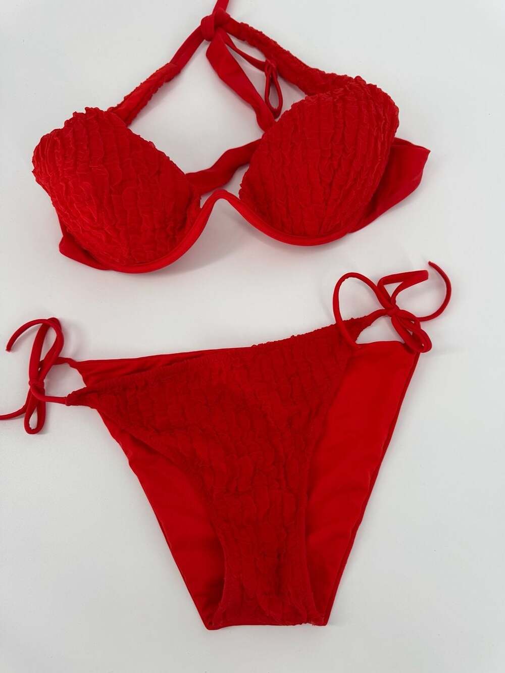 Calzedonia Cobey Red Smocked Underwire Bikini Set
